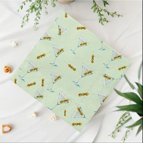 Dirty Marinti Party Napkins Olive 🫒 Green 20ct - Picture 2 of 4
